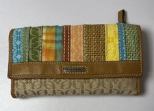 Fossil Womens Multi Color Monogram Bi-Fold Wallet Fabric Leather