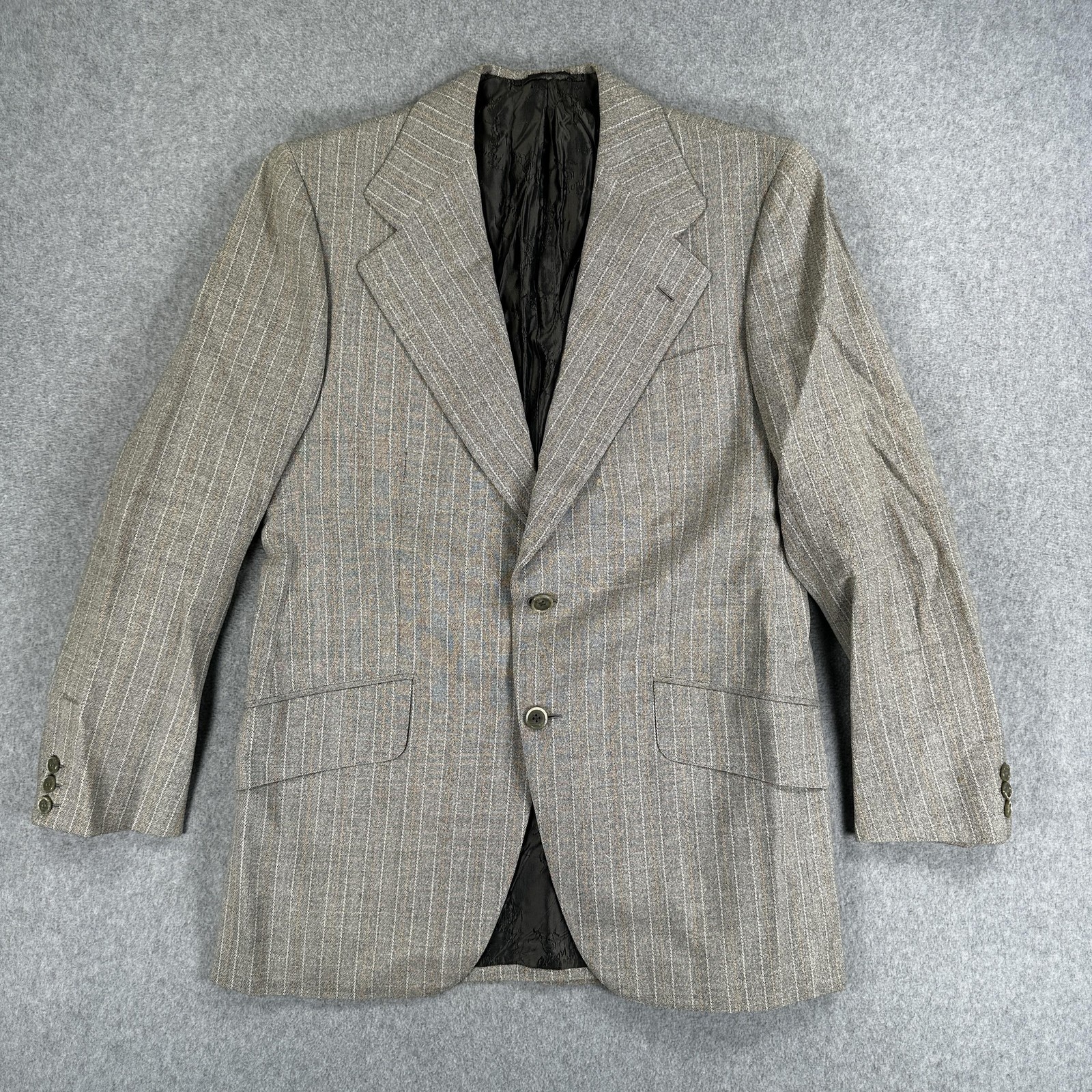 Vintage Brioni Blazer Sport Coat Mens 38 Gray Stripe Wool Tweed Two Button Italy