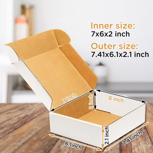 50 Pack, Small Shipping box, 7x6x2'',Corrugated Mailer,Wonfer Cardboard Box, ... - Picture 2 of 7