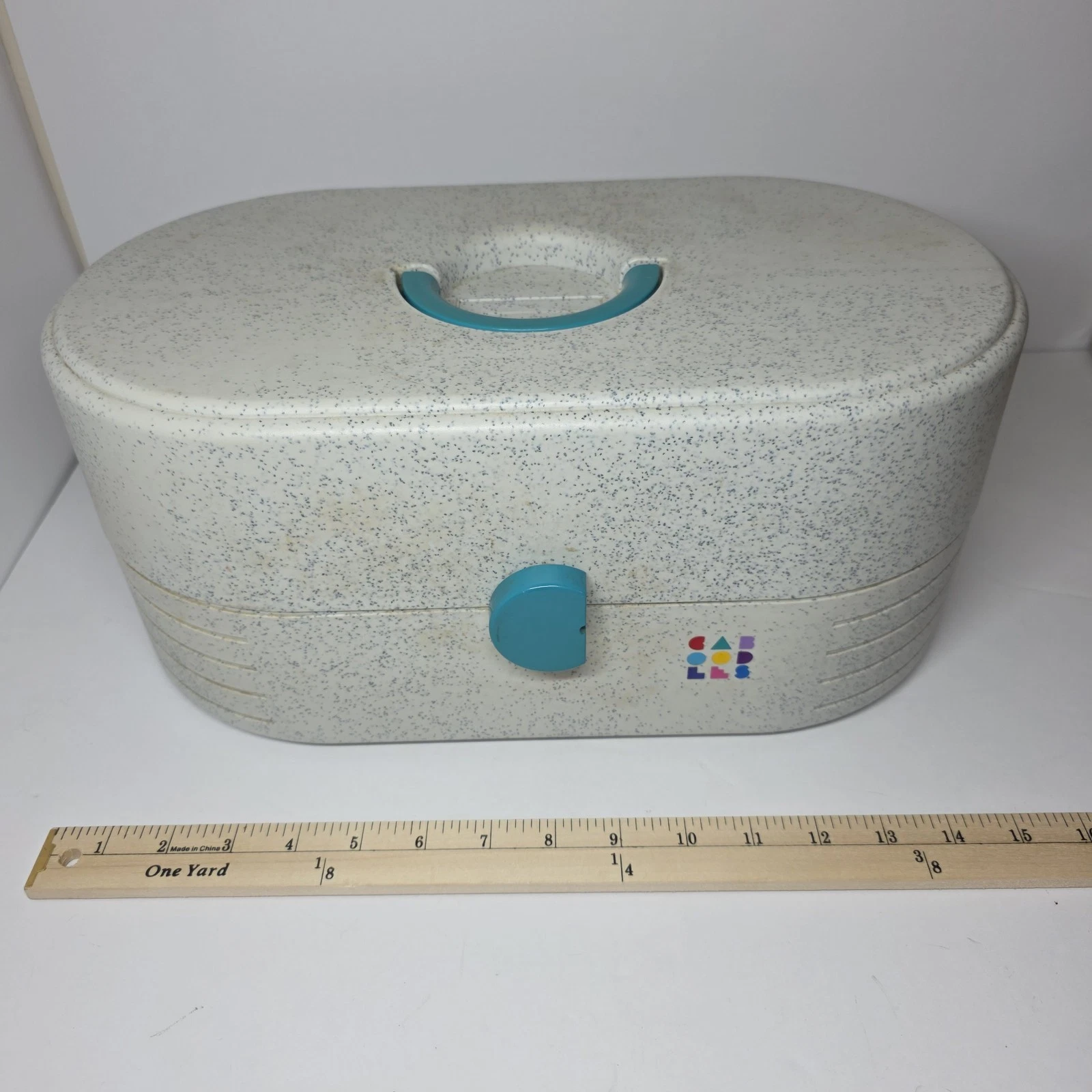 Caboodles Vintage Makeup Storage Carrying Case Gray Teal Original Organizer
