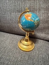 World Globe 4  Inlaid Gemstone Mother Of Pear...