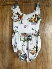 Disney Bambi baby  romper Overalls On piece Handmade! Extremely Soft! 3-6 Months