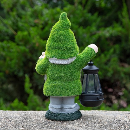 Flocked Garden Outdoor Gnome Statues Decor with Solar Lights, Large Funny Gno... - Picture 6 of 8
