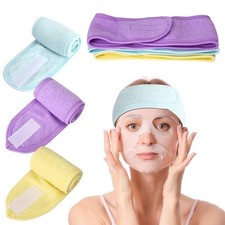 Women Facial Spa Headband, Adjustable Elastic Headband Multicolor,Pack Of 3 