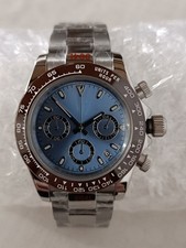 Cronografo al quarzo Blu Dial 10atm Acciao 904L Vetro Zaffiro No Logo Cassa 40mm