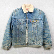 Vintage 70s Levis Ford Patch Jacket Men 38 Sherpa Lined Denim Trucker USA Made