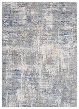 Blue Abstract Vintage Scratched Area Rug Round 4540 20160 - Aprx 7' 10 x 7' 10"