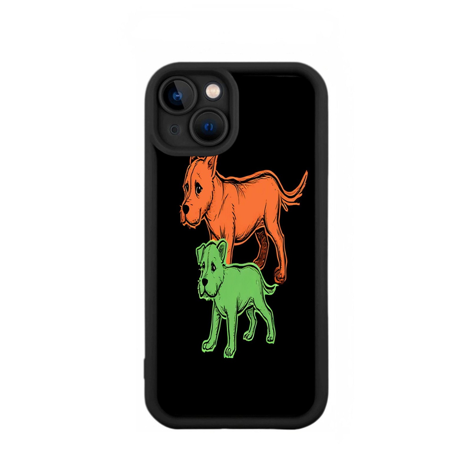 iPhone 15 Case - Lightweight & Yellowing Resistant with Cartoon Dogs Design-image