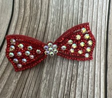 Elegant Rhinestone Bow Hair Clip Barrette for Effortless Style Red 2.5