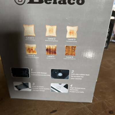 Belaco 2-Scheiben-Toaster breite Schlitze mit Gefrier-, Abbruch- und Aufwärmeinstellungen NEU