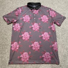 Boston Scott Golf Polo Shirt Mens XL Floral Pink Modern Fit Moisture Wicking