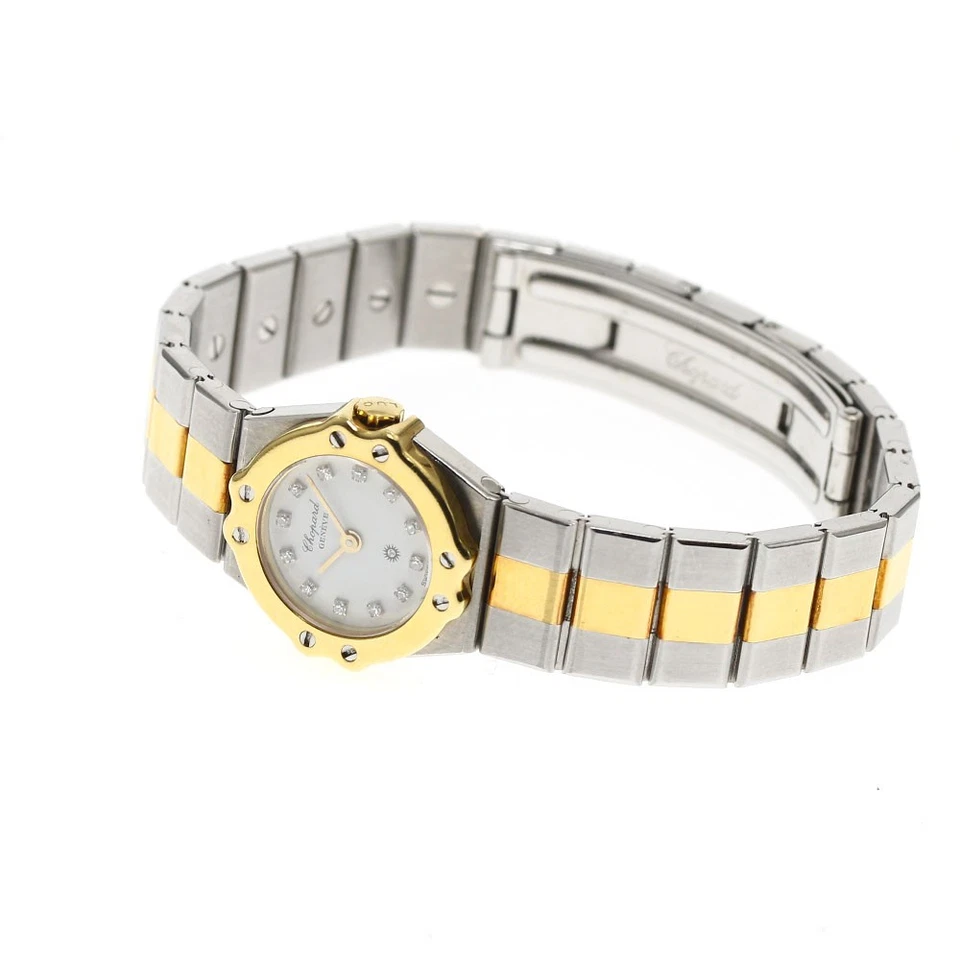 Reloj de cuarzo para dama Chopard St Moritz 25/8067 12P esfera blanca diamante_887298 Foto 3 de 4