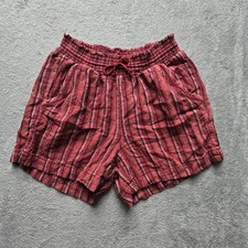 Briggs Shorts S Linen Striped Elastic Waist Pull-On Drawstring Pockets READ