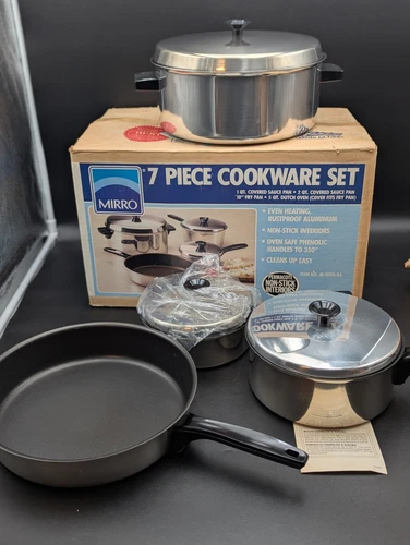 Vintage MIRRO Non-Stick Aluminum Cookware Set 7 Pc. USA M-1000-34 EUC!