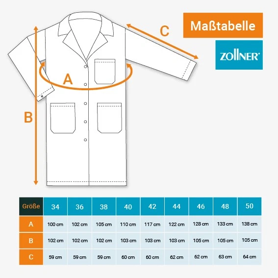 Laborkittel Ärztinnenmantel Labormantel Visitemantel 100% Baumwolle Größe 34-50 - Bild 4 von 4