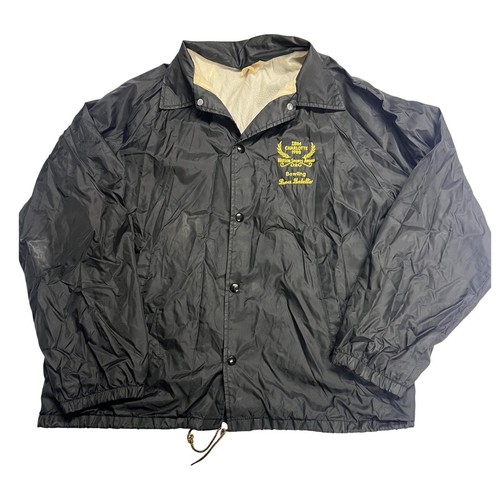 Veste d'entraîneur de bowling homme vintage années 80 IBM Charlotte 1988 L coupe vent fabriquée aux USA - Photo 1/13