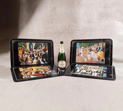 Lot of 4 Champagne Perrier-Jouet Table Set Made in France 1970s