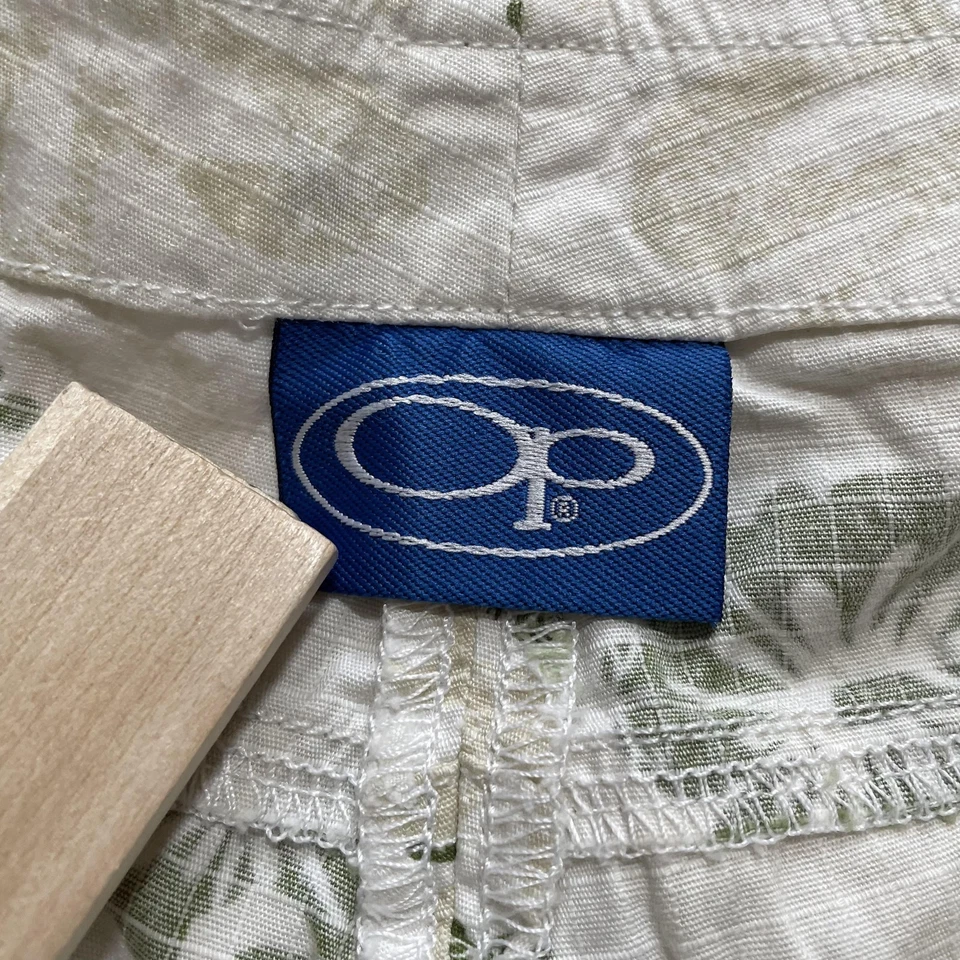 Vintage Ocean Pacific OP Shorts Womens 13 White Green Hibiscus Boardshorts Surf - Image 4 of 4