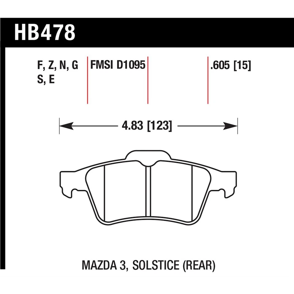 Hawk HB478N.605 Brake Pad Sets 2-Wheel Set Rear for Chevy Ford Transit Connect 5 - Image 2 of 2