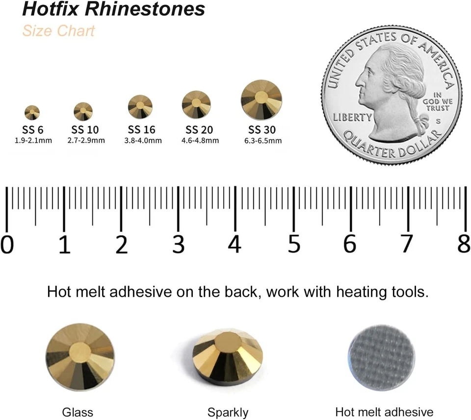 8000PCS Hotfix Rhinestones Bulk Gold Rhinestones for Crafts Clothes Hotfix Cr... - Image 2 of 4