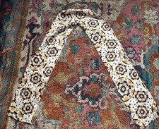 VTG Long Scarf Astrology Zodiac Signs - Blue Gold On White 70 X 6 1/4