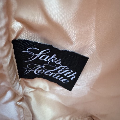 SAKS FIFTH AVENUE Tote Bag Shoulder Shopper Office Errands Metallic Peach Beach - Picture 7 of 8