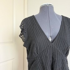 Vintage Mesh Lace Babydoll Plunge Tiered Top