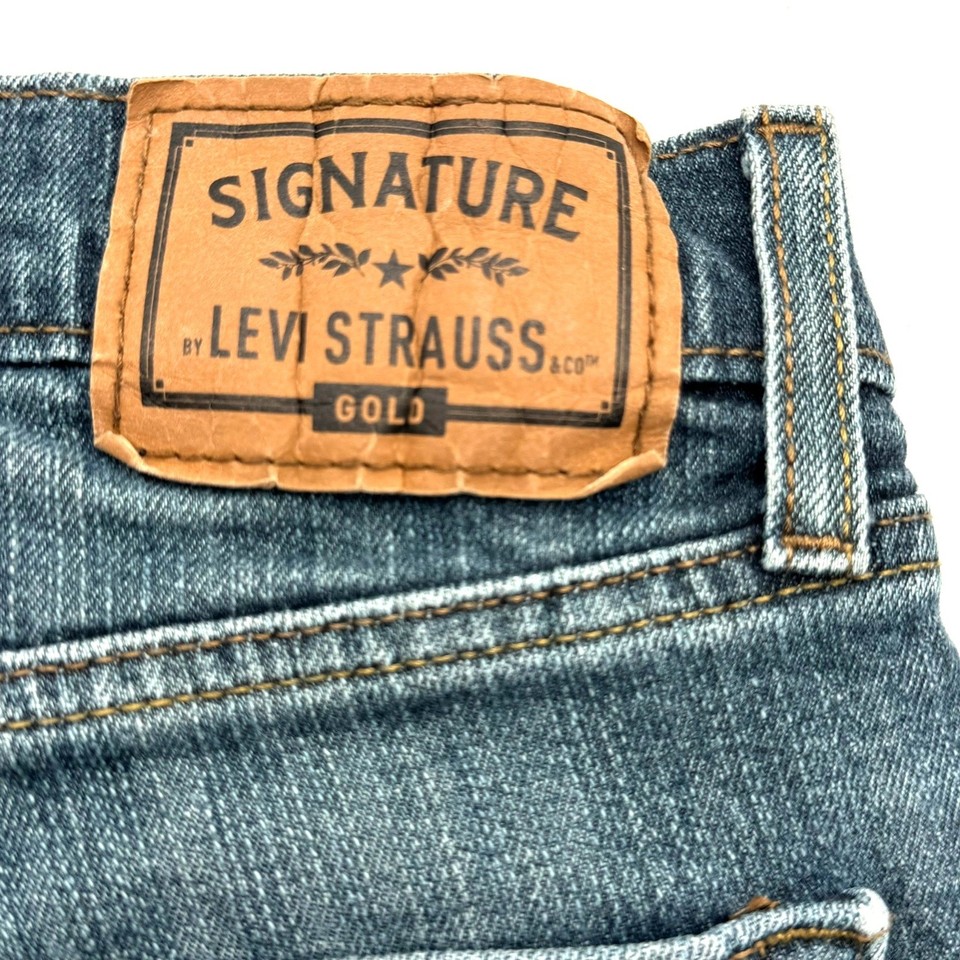LEVI'S Women's 10 Short Signature Gold Straight Leg Mid Rise Denim Blue ...