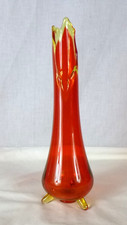 Vtg Mid Century LE SMith 3 Toe Smooth Swung Vase 5251 Amberina 13" H