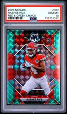 138751032 Rashee Rice 2023 Panini Mosaic #357 Choice Red & Green RC PSA 10