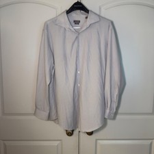 Van Heusen Traveler Mens XL Slim Fit 4-Way Stretch Dress Shirt Blue White Dot