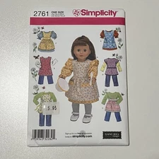Simplicity 2761 Doll Clothing Sewing Pattern UNCUT