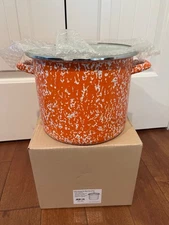 Reston Lloyd Calypso Basics 8 Quart Stock Pot w lid Sponge Orange Enamel