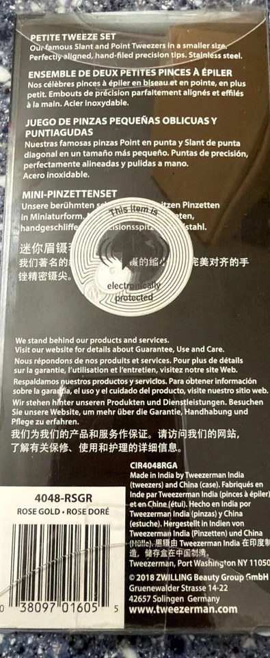 Tweezerman Rose Gold Petite Point and Slant Tweezer Set with Travel Case - New - Image 2 of 2