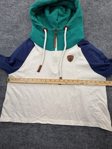 Wanakome Sweater Womens X-Large Green Blue Colorblock Hooded Cropped Sweatshirt - Picture 7 of 11