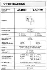 STERLING A04R2HZ-N CARTRIDGE PRESSURE REGULATION VALVE