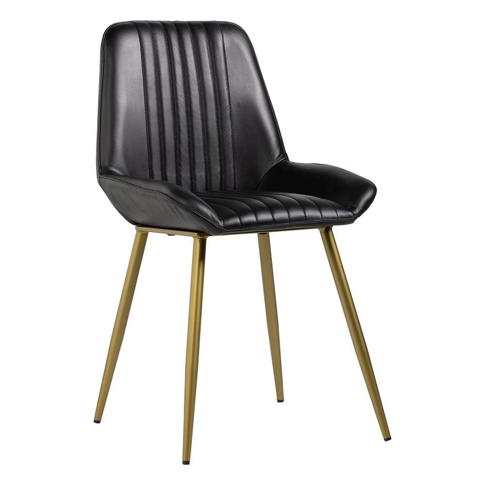 Black real leather dining chairs outlet