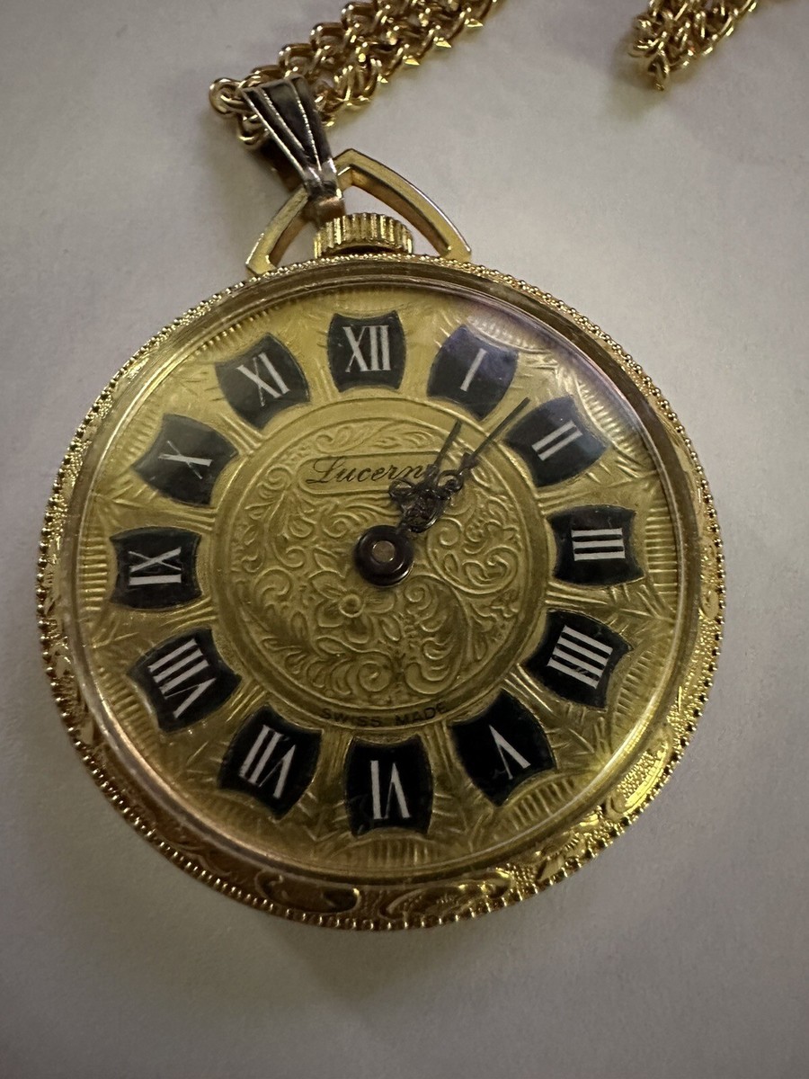 Lucerne Pocket Watch Vintage Mechanical Manual Gold Plated  display picture 1