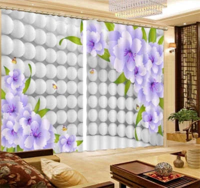 Violet Orchidée Herbe 3D Rideau Blockout Photo Impression Rideaux Draper Tissu F - Photo 1/4