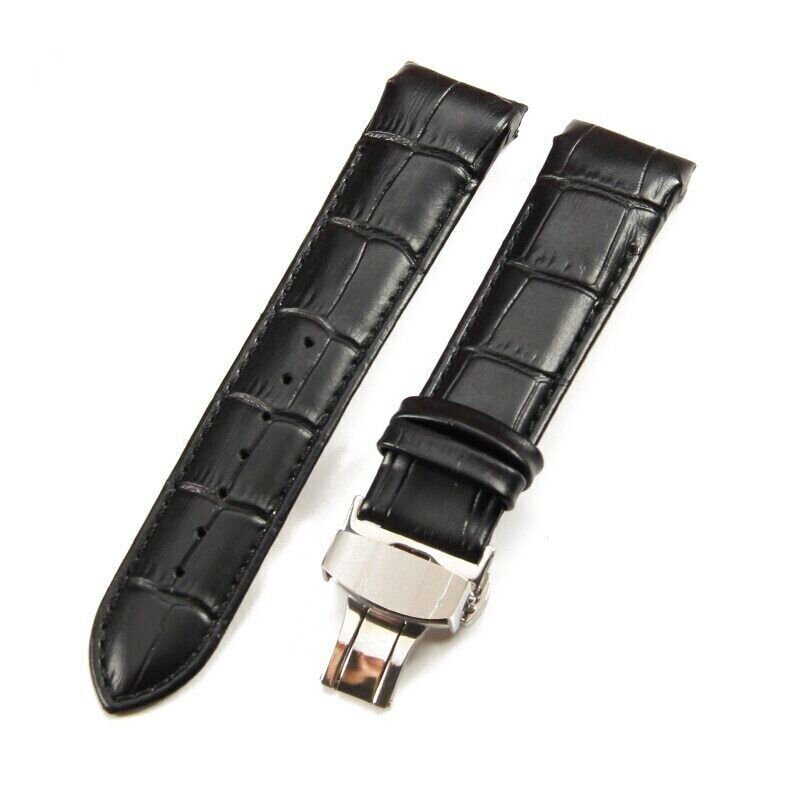 Curved End Watch Bracelet 18mm 22mm 23mm 24mm Genuine Leather Watch Band  Strap