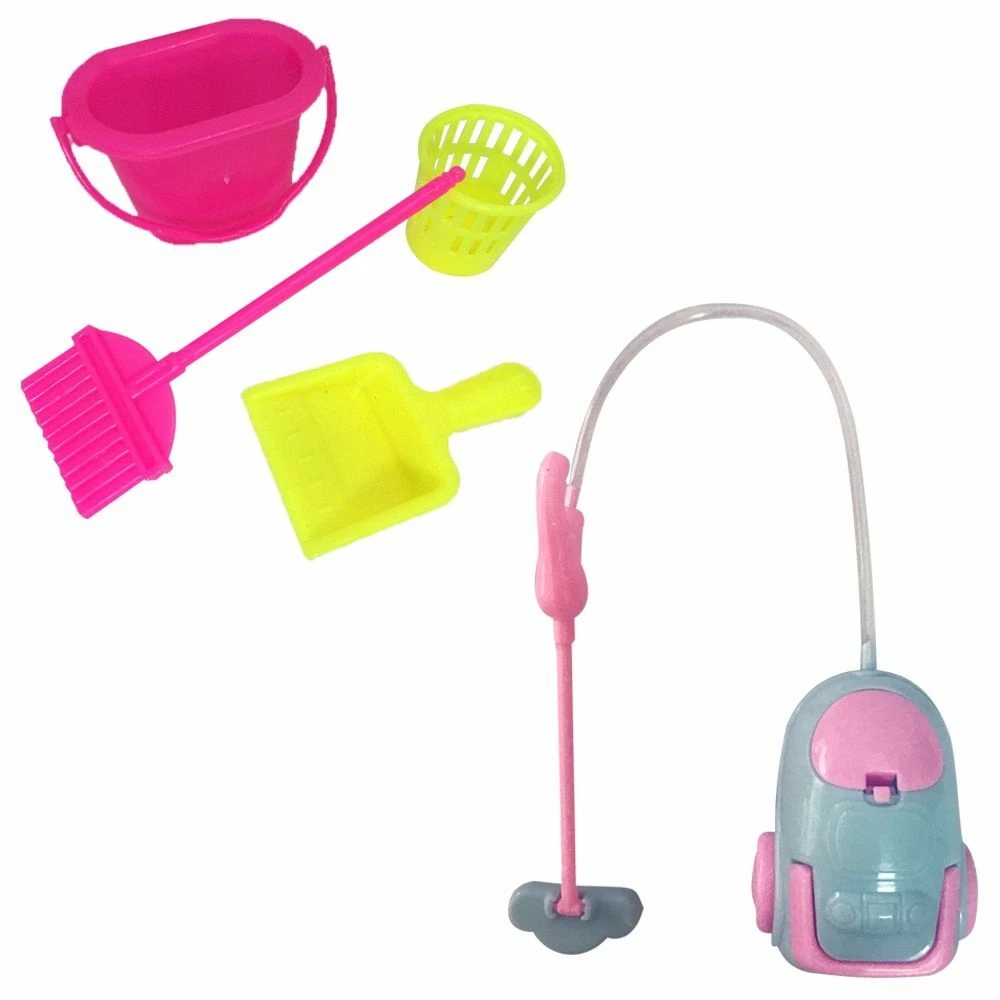 Doll Cleaning Tool Set Hoover Bucket Bin For Barbie Dolls 11.5