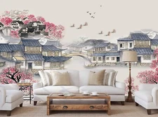 3D Beautiful House ZHUA46263 Wallpaper Wall Murals Removable Self-adhesive Ann