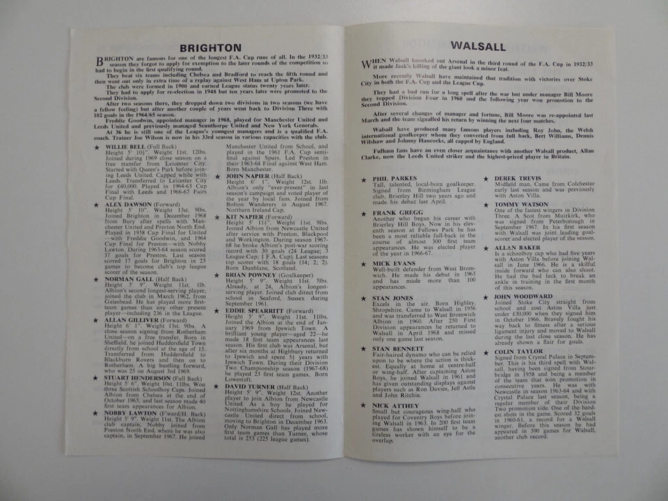 BRIGHTON v WALSALL | 1969/1970 | FA CUP R2 2ND REPLAY | 15 DEC 1969 | @ FULHAM - Image 3 of 3