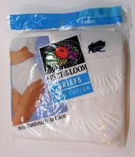 New 3 Pack Vintage 1993 Fruit of The Loom Women's 100 White Cotton Briefs Sz 8