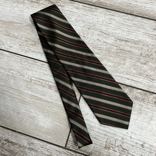 VINTAGE Brooks Brothers Tie Olive Red Silk Makers Italy USA 4" NEW $42