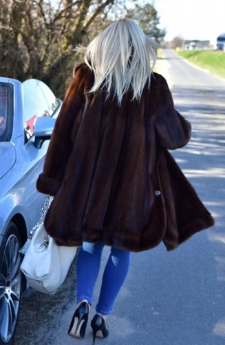 LAFURIA~ROYAL SAGA~BROWN~REAL MINK FUR~COAT/PONCHO~JACKET~LADIES L (10/12)~NWT - Picture 7 of 21