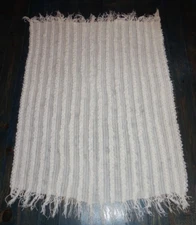 J Francis Ivory Soft Acrylic Textured Twin Bedspread Blanket Throw 66x99 Fringe