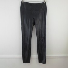 WHBM Black Runway High Rise Leggings Stretch Vegan Leather size 12