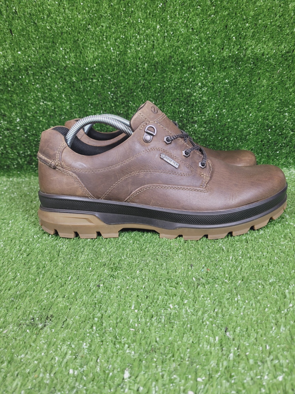 ECCO Rugged Track GTX Low Brown Leather Boots Size US… Gem