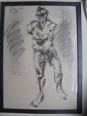 Figur Lebenszeichnung Akt ausdrucksstark, Kohle/Papier, Mann stehend, Format A1/A2